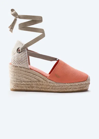 Viscata Bisbe Archive Canvas Espadrille Platform Wedges In Lipstick