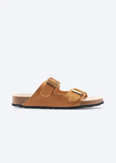 Viscata Calonge Suede Men's Sandal Flats In Whiskey Brown