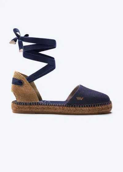 Viscata Candell Linen Espadrille Flats In Navy Blue