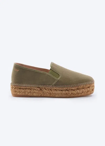 Viscata Castell Canvas Espadrille Platforms In Olive
