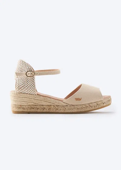 Viscata Cavall Canvas Espadrille Sandal Wedges In Beige