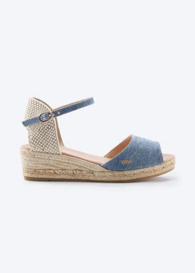 Viscata Cavall Premium Fabrics Espadrille Sandal Wedges In Washed Denim