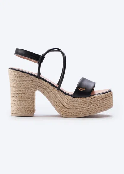 Viscata Elia Leather Espadrille Sandal Heels In Black