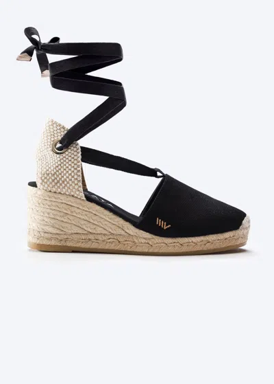 Viscata Escala Canvas Espadrille Wedges In Navy Blue