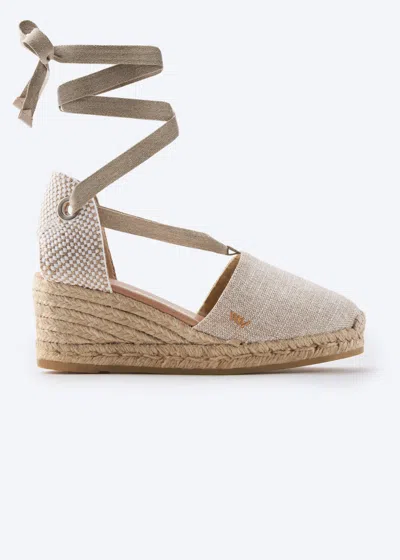 Viscata Escala Premium Fabrics Canvas Espadrille Wedges In Silver
