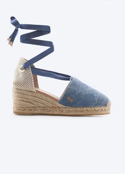 Viscata Escala Premium Fabrics Canvas Espadrille Wedges In Washed Denim