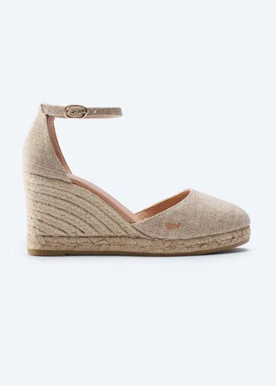 Viscata Estartit Premium Fabrics Espadrille Wedges In Gold