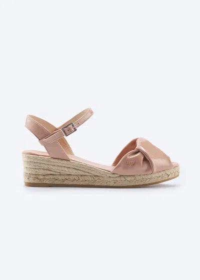 Viscata Farella Premium Fabrics Canvas Espadrille Sandal Wedges In Leather Pink
