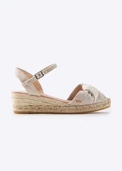 Viscata Farella Premium Fabrics Canvas Espadrille Sandal Wedges In Silver