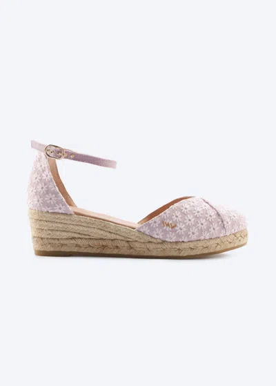 Viscata Formiga Premium Fabrics Canvas Espadrille Wedges In Daisy Pink