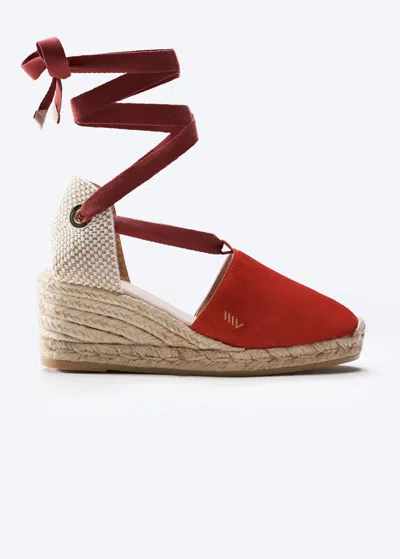 Viscata Fosca Limited Edition Suede Espadrille Wedges In Tangerine