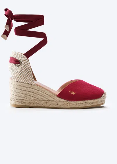Viscata Gava Canvas Espadrille Wedges In Cherry