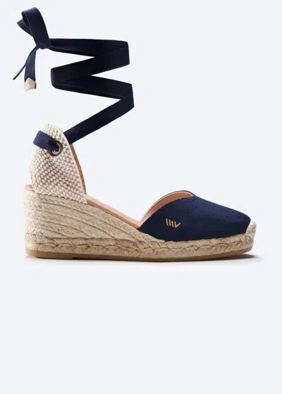 Viscata Gava Canvas Espadrille Wedges In Navy Blue