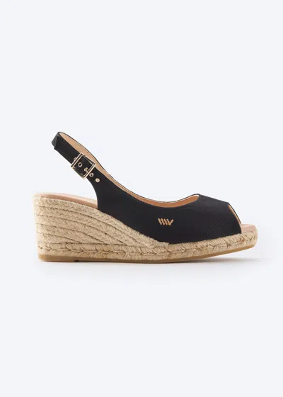 Viscata Gavina Canvas Espadrille Sandal Wedges In Black