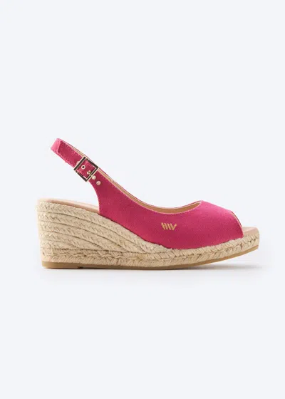 Viscata Gavina Canvas Espadrille Sandal Wedges In Fuchsia