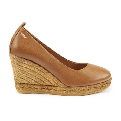 Viscata Marquesa Leather Espadrille Wedge Pumps In Sahara Brown