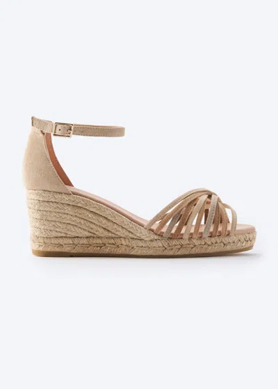 Viscata Miera Suede Espadrille Sandal Wedges In Beige