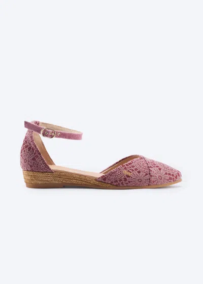 Viscata Montroig Premium Fabrics Canvas Espadrille Flats In Crochet Burgundy