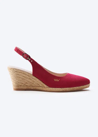 Viscata Palomera Canvas Espadrille Wedges In Cherry