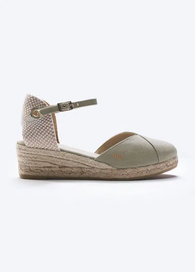 Viscata Pubol Archive Canvas Espadrille Wedges In Sage Green