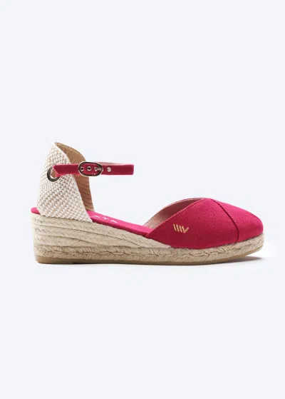 Viscata Pubol Canvas Espadrille Wedges In Cherry