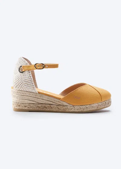 Viscata Pubol Canvas Espadrille Wedges In Mustard