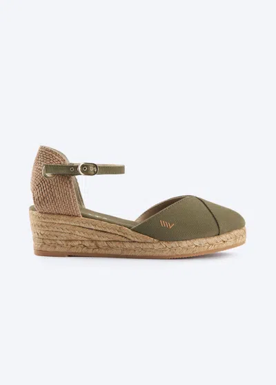 Viscata Pubol Canvas Espadrille Wedges In Olive