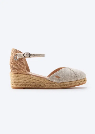 Viscata Pubol Premium Fabrics Canvas Espadrille Wedges In Silver