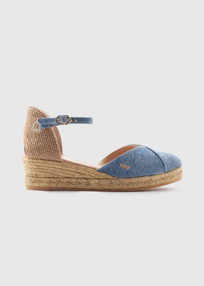 Viscata Pubol Premium Fabrics Canvas Espadrille Wedges In Washed Denim