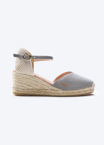 Viscata Reus Canvas Espadrille Wedges In Ash Grey
