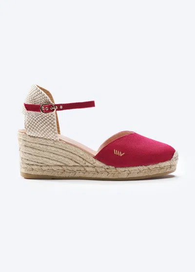 Viscata Reus Canvas Espadrille Wedges In Cherry