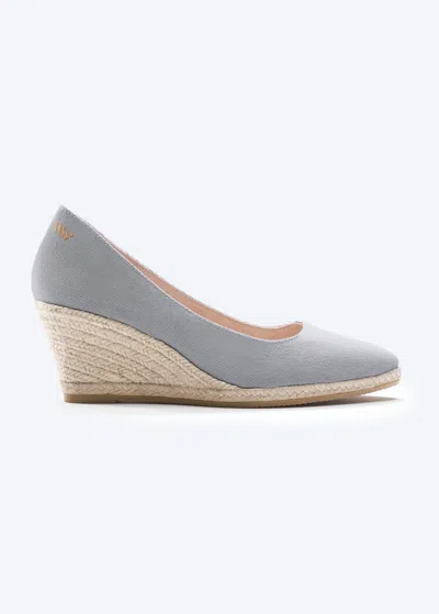 Viscata Roses Canvas U Cut Espadrille Wedges In Ash Grey