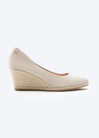 Viscata Roses Canvas U Cut Espadrille Wedges In Beige