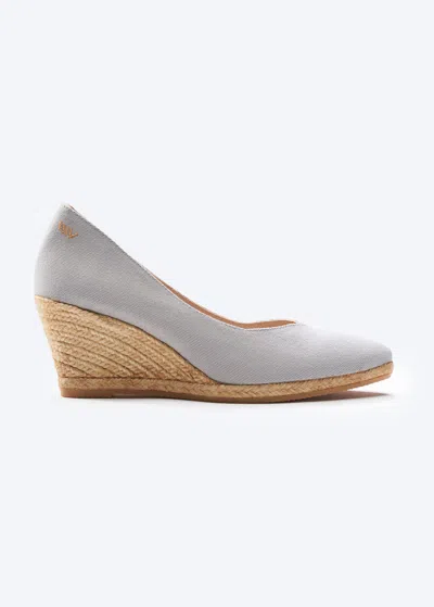 Viscata Roses Canvas V Cut Espadrille Wedges In Ash Grey