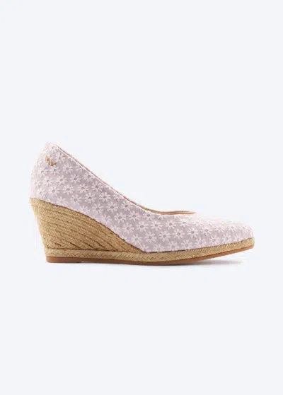 Viscata Roses Premium Fabrics V Cut Espadrille Wedges In Daisy Pink