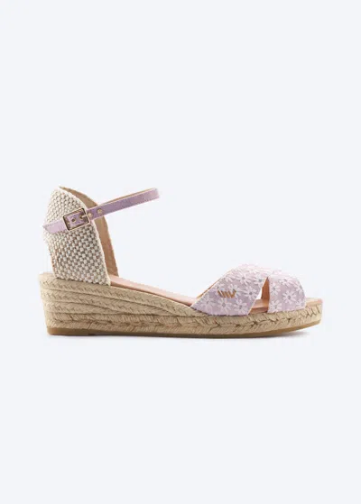 Viscata Salina Premium Fabrics Espadrille Sandal Wedges In Daisy Pink