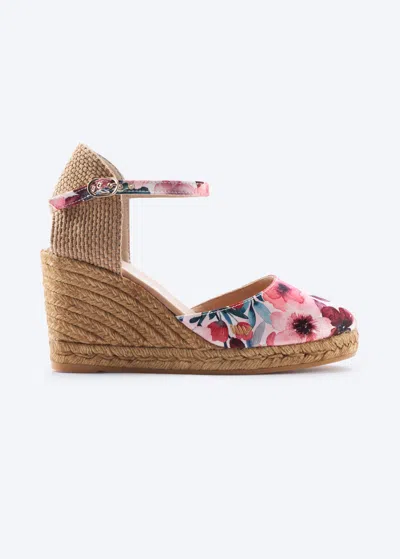 Viscata Satuna Premium Fabrics Canvas Espadrille Wedges In Red Flowers