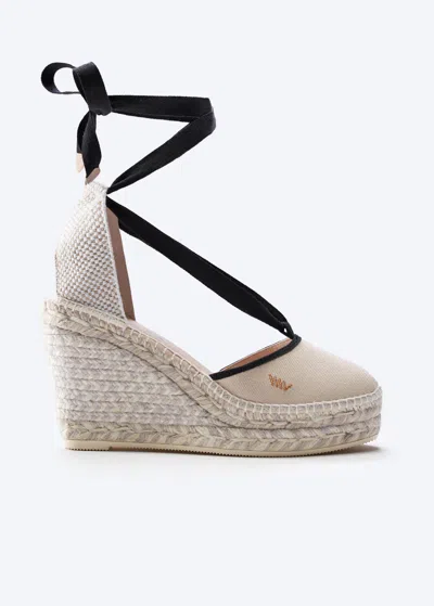 Viscata Tavallera Canvas Espadrille Wedges In Ivory