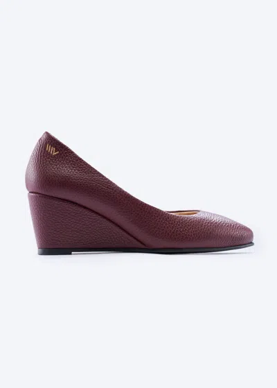 Viscata Verona Premium Fabrics Leather Wedges In Burgundy Grain