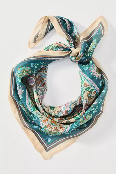 Vismaya 100% Silk Hair Scarf In Blue