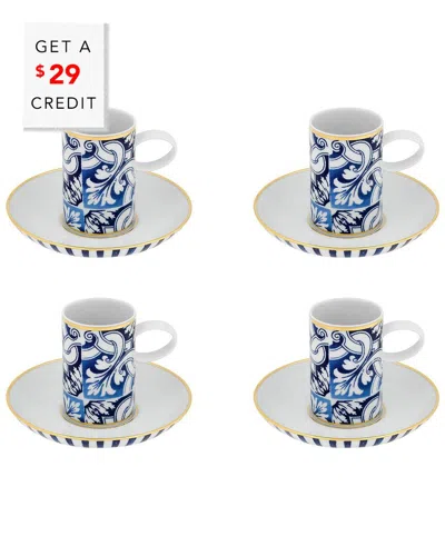 Vista Alegre Transatlantica Coffee Cup & Saucers (set Of 4) With $24 Credit In Multi