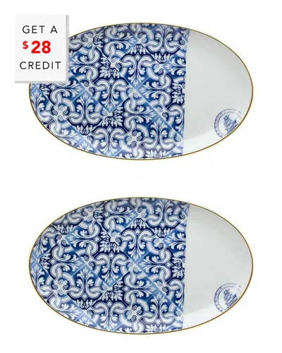 Vista Alegre Transatlantica Medium Oval Platters (set Of 2) With $23 Credit In Multi