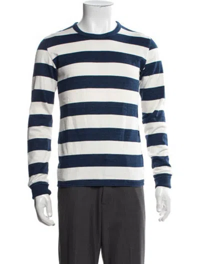 Pre-owned Visvim Striped Crew Neck T-shirt W/ Tags In Blue