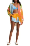 Vitamin A Playa Oversize Linen Cover-up Shirt In Abstract Eco Linen