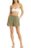 Vitamin A Tallows Linen Cover-up Shorts In Agave Eco Linen
