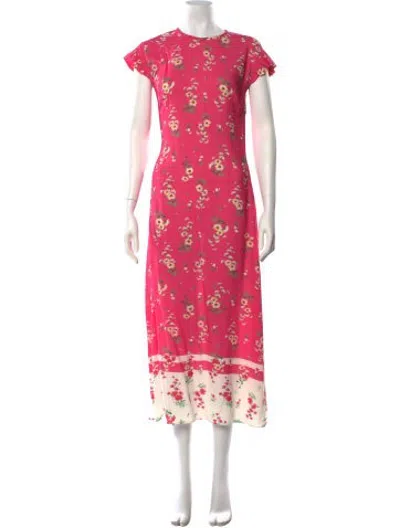 Pre-owned Vivetta Floral Print Midi Length Dress In Pink