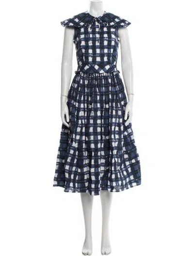 Pre-owned Vivetta Plaid Print Midi Length Dress In Blue