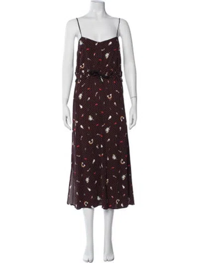 Pre-owned Vivetta Polka Dot Print Midi Length Dress In Black