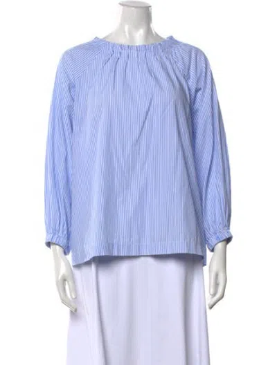 Pre-owned Vivetta Striped Scoop Neck Blouse In Blue