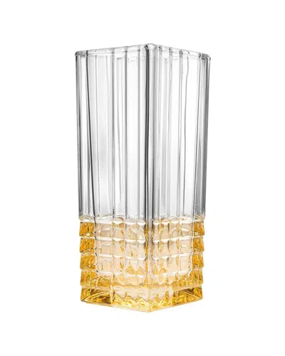 Vivience Fol Square Vase With Diamond Cut In Transparent